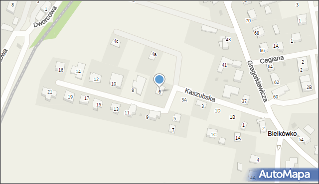 Bielkówko, Kaszubska, 6, mapa Bielkówko