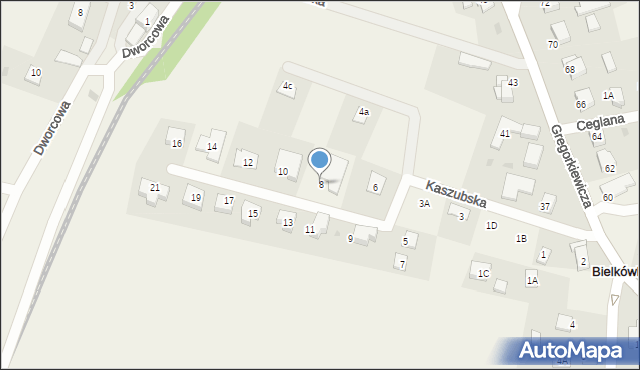 Bielkówko, Kaszubska, 8, mapa Bielkówko