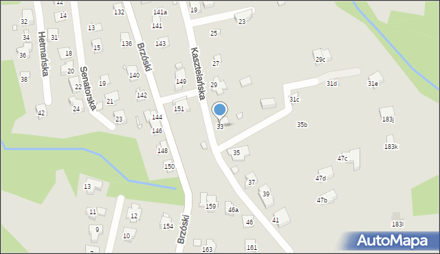 Bielsko-Biała, Kasztelańska, 33, mapa Bielsko-Białej