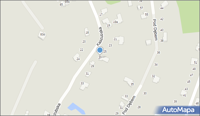 Bielsko-Biała, Kaszubska, 27, mapa Bielsko-Białej