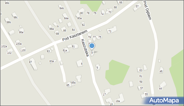 Bielsko-Biała, Kaszubska, 3, mapa Bielsko-Białej