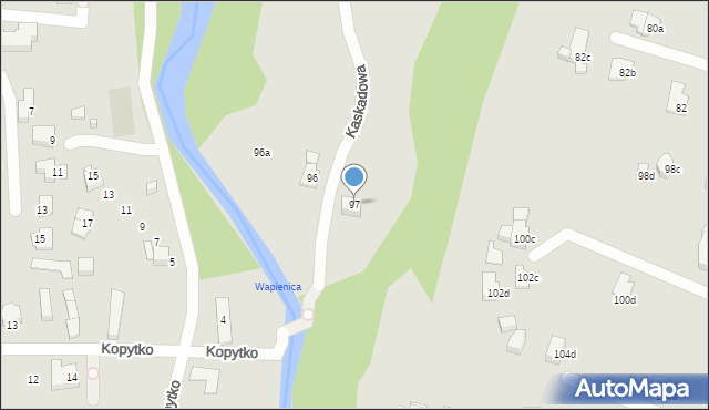 Bielsko-Biała, Kaskadowa, 97, mapa Bielsko-Białej