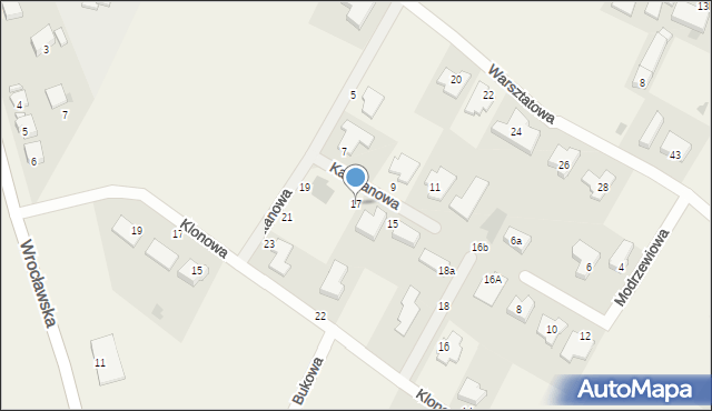 Biestrzyków, Kasztanowa, 17, mapa Biestrzyków