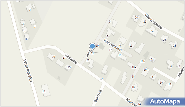 Biestrzyków, Kasztanowa, 21, mapa Biestrzyków