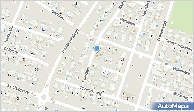 Biłgoraj, Kalinowa, 8, mapa Biłgoraj