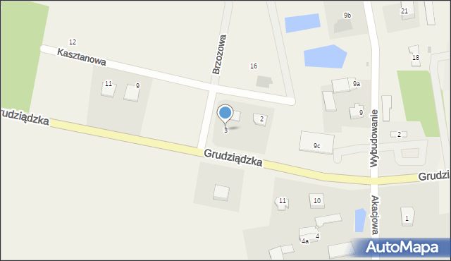 Biskupiec, Kasztanowa, 3, mapa Biskupiec