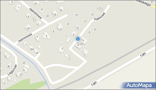 Błonie, Kalinowa, 4, mapa Błonie