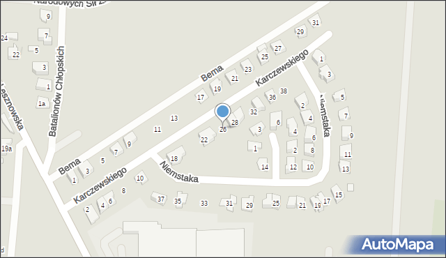 Błonie, Karczewskiego, 26, mapa Błonie