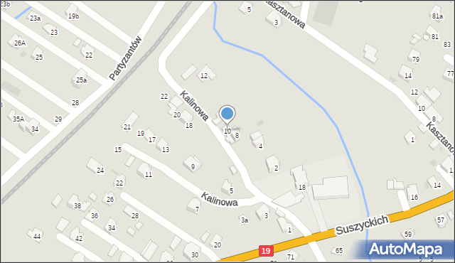 Boguchwała, Kalinowa, 10, mapa Boguchwała