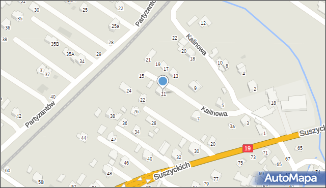 Boguchwała, Kalinowa, 11, mapa Boguchwała