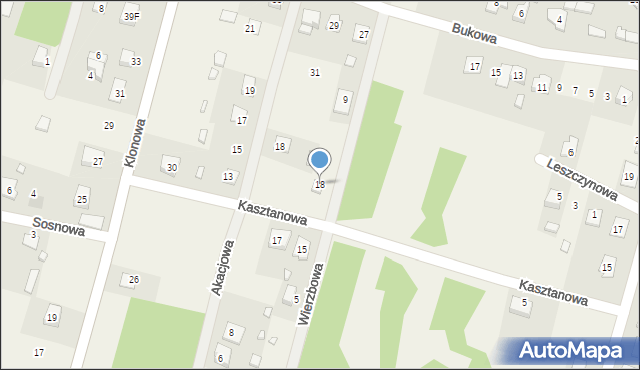 Borków, Kasztanowa, 18, mapa Borków