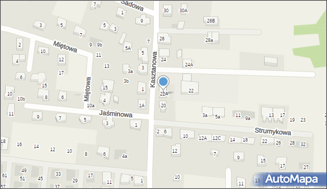 Borkowo, Kasztanowa, 22A, mapa Borkowo