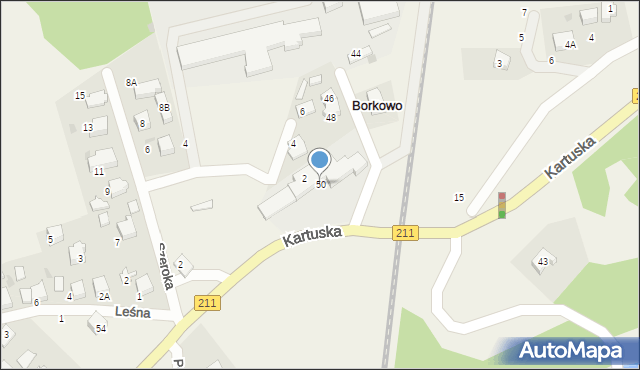 Borkowo, Kartuska, 50, mapa Borkowo