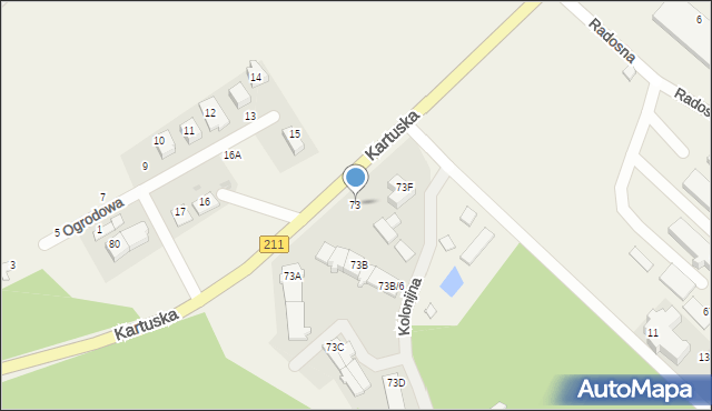 Borkowo, Kartuska, 73, mapa Borkowo