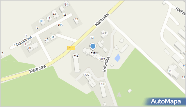Borkowo, Kartuska, 73B, mapa Borkowo