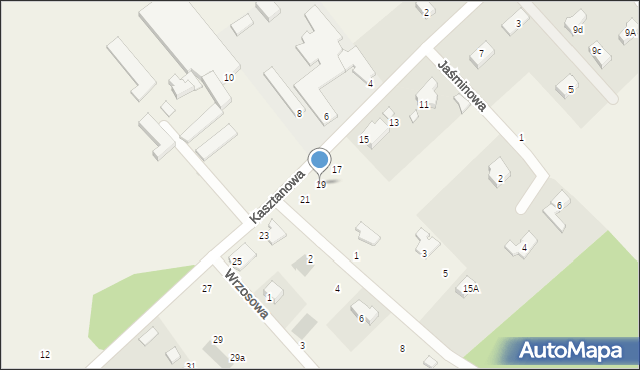 Borowa, Kasztanowa, 19, mapa Borowa