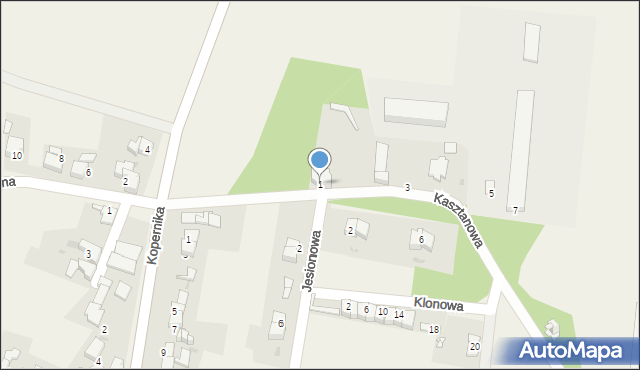 Borucin, Kasztanowa, 1, mapa Borucin