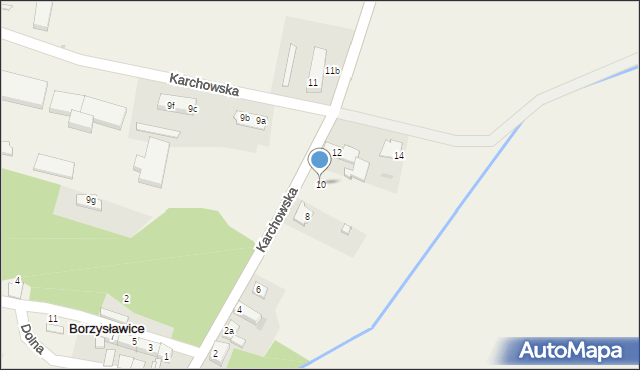 Borzysławice, Karchowska, 10, mapa Borzysławice