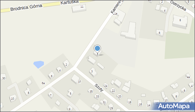 Brodnica Górna, Kamienna, 1a, mapa Brodnica Górna