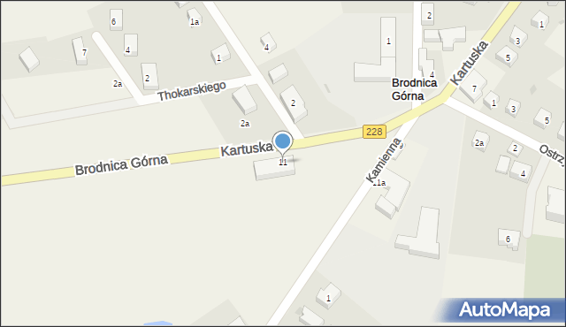 Brodnica Górna, Kartuska, 11, mapa Brodnica Górna