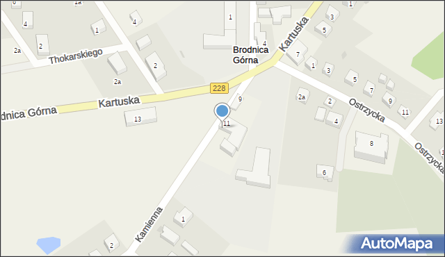 Brodnica Górna, Kartuska, 11a, mapa Brodnica Górna