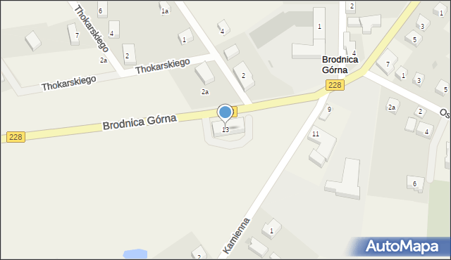 Brodnica Górna, Kartuska, 13, mapa Brodnica Górna