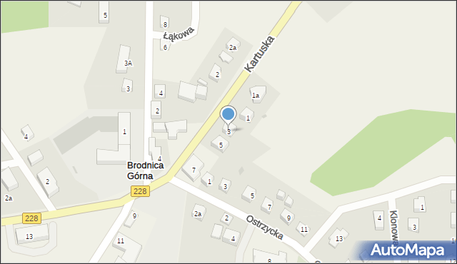 Brodnica Górna, Kartuska, 3, mapa Brodnica Górna