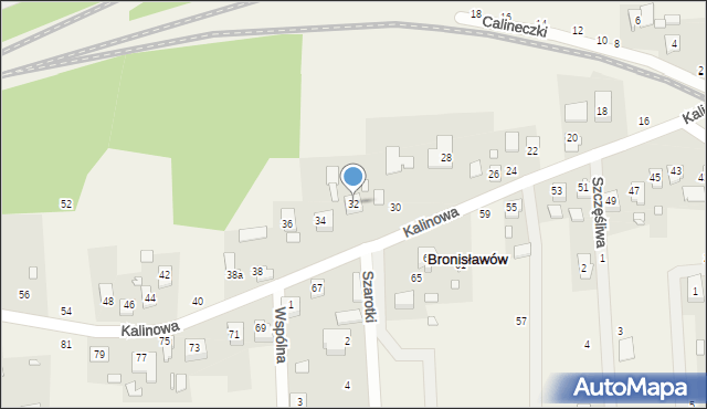 Bronisławów, Kalinowa, 32, mapa Bronisławów
