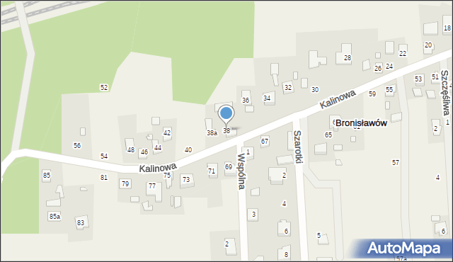 Bronisławów, Kalinowa, 38, mapa Bronisławów