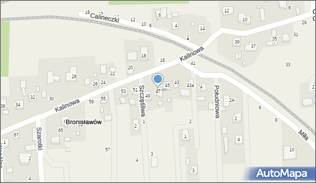 Bronisławów, Kalinowa, 47, mapa Bronisławów