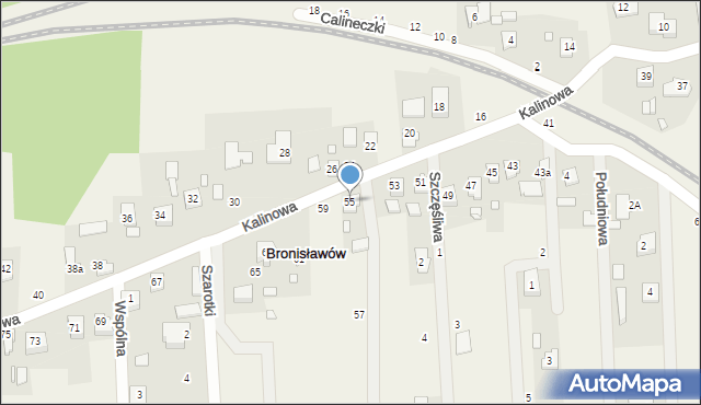Bronisławów, Kalinowa, 55, mapa Bronisławów