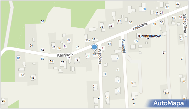 Bronisławów, Kalinowa, 69, mapa Bronisławów