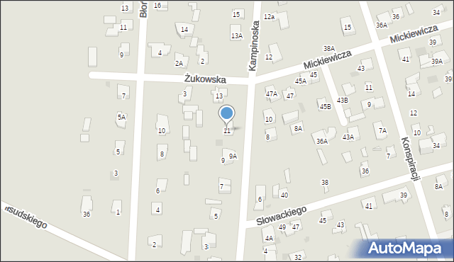 Brwinów, Kampinoska, 11, mapa Brwinów