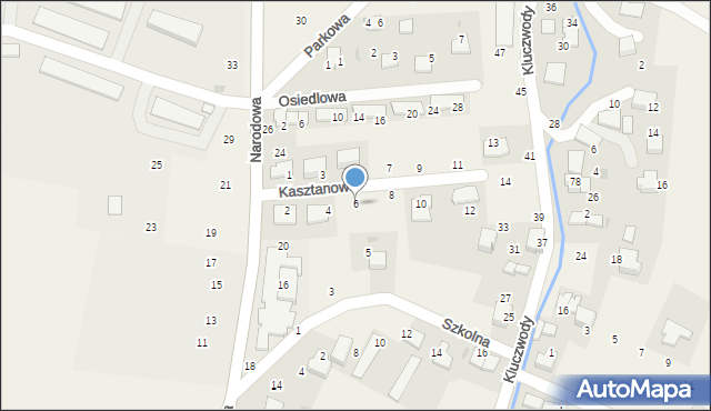 Brzezie, Kasztanowa, 6, mapa Brzezie