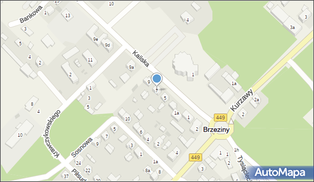 Brzeziny, Kaliska, 7, mapa Brzeziny