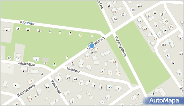 Brzoza, Kasztanowa, 3a, mapa Brzoza