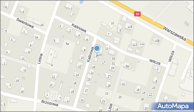 Brzozówka, Kalinowa, 15, mapa Brzozówka