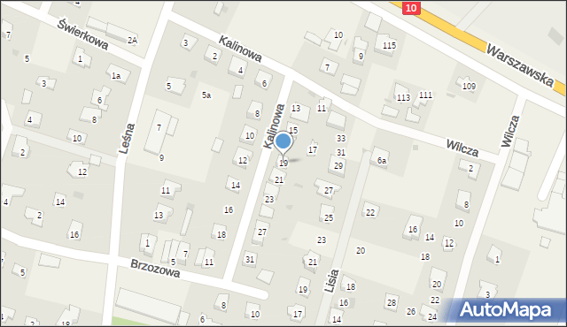 Brzozówka, Kalinowa, 19, mapa Brzozówka