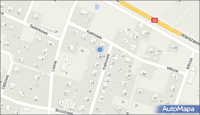 Brzozówka, Kalinowa, 8, mapa Brzozówka