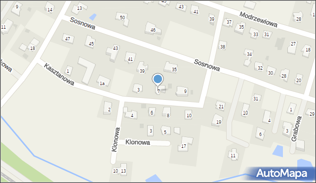 Brzozówka, Kasztanowa, 7, mapa Brzozówka