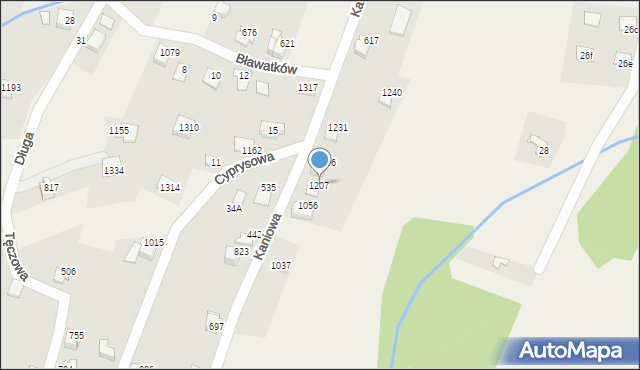 Buczkowice, Kaniowa, 1207, mapa Buczkowice