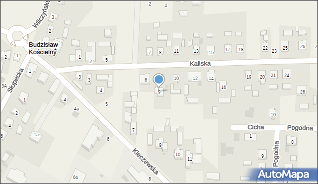 Budzisław Kościelny, Kaliska, 9, mapa Budzisław Kościelny
