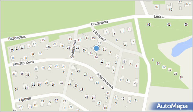 Bugaj, Kasztanowa, 14, mapa Bugaj