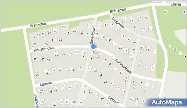 Bugaj, Kasztanowa, 21, mapa Bugaj