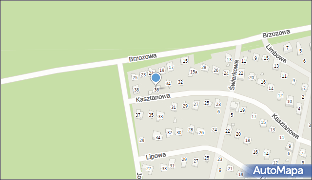 Bugaj, Kasztanowa, 36, mapa Bugaj