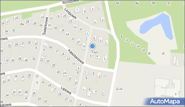 Bugaj, Kasztanowa, 6, mapa Bugaj