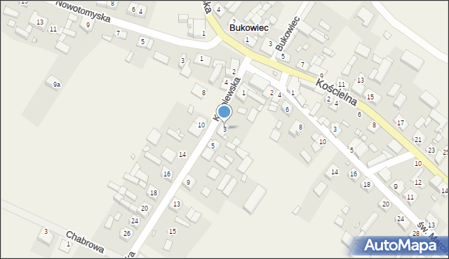 Bukowiec, Kąkolewska, 3, mapa Bukowiec