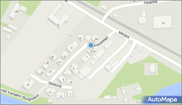 Bydgoszcz, Kamińskiego Aleksandra, dh., 1, mapa Bydgoszczy