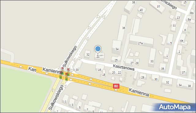 Bydgoszcz, Kasztanowa, 21, mapa Bydgoszczy