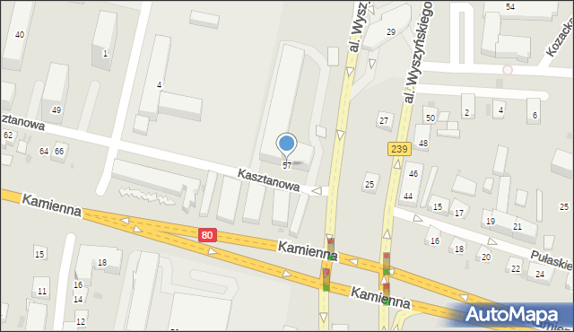 Bydgoszcz, Kasztanowa, 57, mapa Bydgoszczy